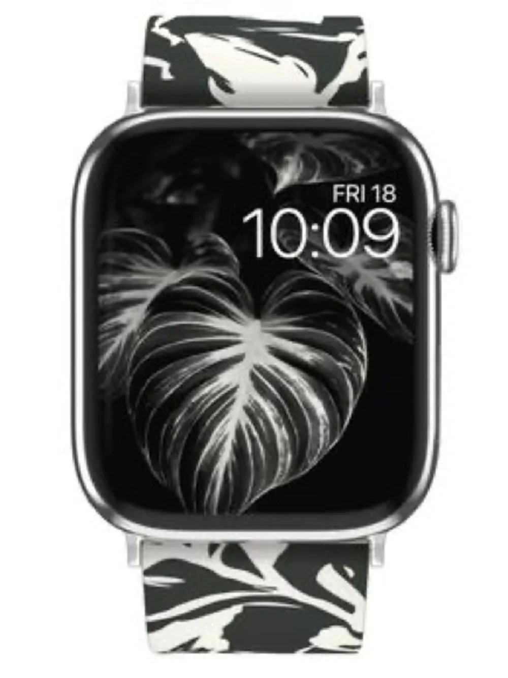 Black & White Floral Silicone Apple Watch Band